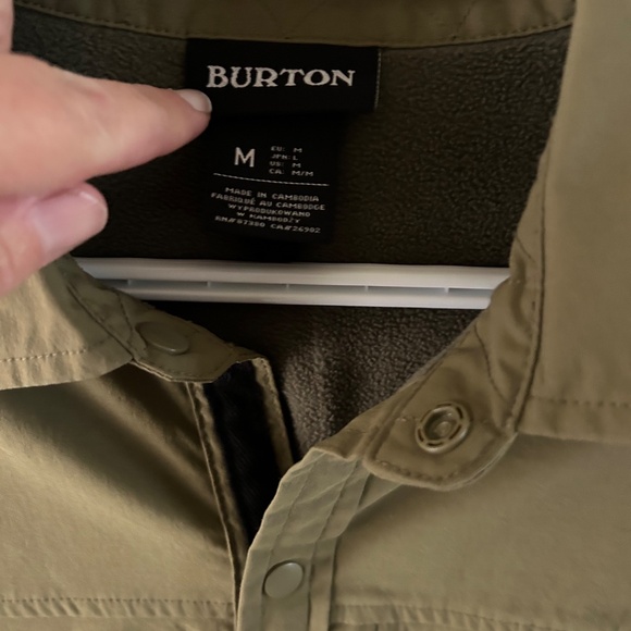 Men's Burton Fleece Lined Snap Button Long Sleeve Collared Shirt - Picture 3 of 4
